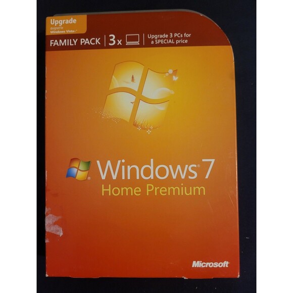Microsoft Windows 7 Home Premium Upgrade 32 Bit DVD Designed for Windows Vista - Picture 1 of 3